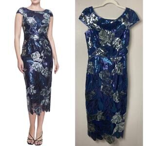 NWT MARCHESA DRESS 4 BLUE MOTHER OF THE BRIDE EVENING FORMAL WEDDING GUEST